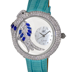 Adee Kaye AK2119-LBU Birds of Paradise Aqua Watch