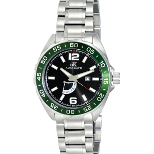 Adee Kaye AK6261-M (BKGN) Retro-J7 Green Bezel Watch
